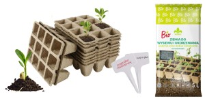 10 x 12 Tacka Torfowa do Rozsady Wysiewu + ZIEMIA BIO WYSIEW+10 x TABLICZKI