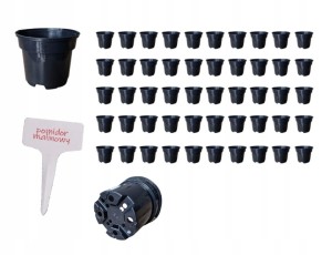 DONICZKA PRODUKCYJNA OKRĄGŁA 13cm ROZSADY UPRAWY TABLICZKA GRATIS 50szt