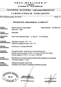 ŚWIADECTWO DALMIERZA HT40 60 100 DOPŁATA