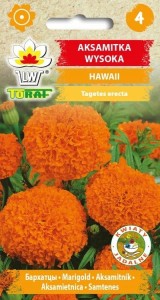 Aksamitka wysoka HAWAII pomarańczowa Nasiona Kwiatów + TABLICZKI do opisu