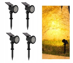 4x LAMPA REFLEKTOR LAMPKI SOLARNE OGRODOWY Czujnik zmierzchu CIEPŁE ŚWIATŁO