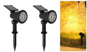 2x LAMPA REFLEKTOR LAMPKI SOLARNE OGRODOWY Czujnik zmierzchu CIEPŁE ŚWIATŁO