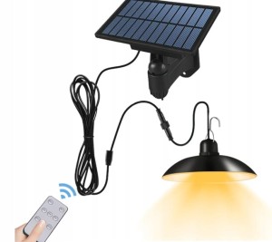 LAMPA SOLARNA ŻYRANDOL LED WISZĄCA OGRODOWA CZUJNIK RUCHU CIEPŁE ŚWIATŁO