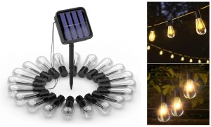 GIRLANDA OGRODOWA ŁAŃCUCH LAMPKI LED SOLARNA ŻARÓWKI Barwa Ciepła 10 LED