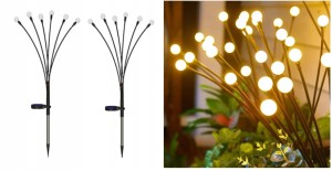 2x LAMPKI SOLARNE OGRODOWE WBIJANE KULKI CIEPŁE 6LED BIAŁE CIEPŁE ŚWIATŁO