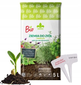 KRONEN Ziemia BIO do ziół i warzyw 5L + TABLICZKI WBIJANE GRATIS