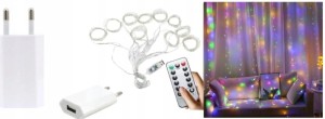 LAMPKI KURTYNA ŚWIETLNA LED 3x1M RGB KOLOROWA ŁADO