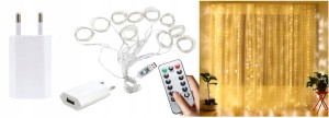 LAMPKI KURTYNA ŚWIETLNA LED 300 3x3M BIAŁY CIEPŁY
