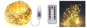 LINKA LED KURTYNA ŚWIETLNA USB BIAŁY CIEPŁY 2m