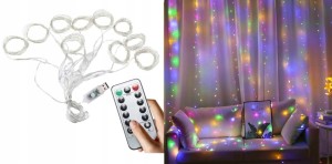 LAMPKI KURTYNA ŚWIETLNA LED 100 3x1M RGB KOLOROWA