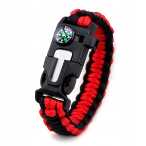 BRANSOLETKA SURVIVAL 5w1 PARACORD CZERWONA