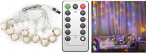 LAMPKI KURTYNA ŚWIETLNA LED 3x1M RGB MULTIKOLOR PILOT HACZYKI 
