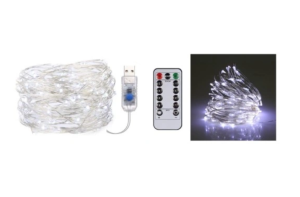 LAMPKI CHOINKOWE LINKA LED Z PILOTEM USB BIAŁY ZIMNY 2m