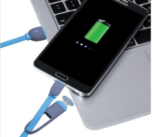 MOCNY PŁASKI KABEL 2w1 MICRO USB + DO IPHONE